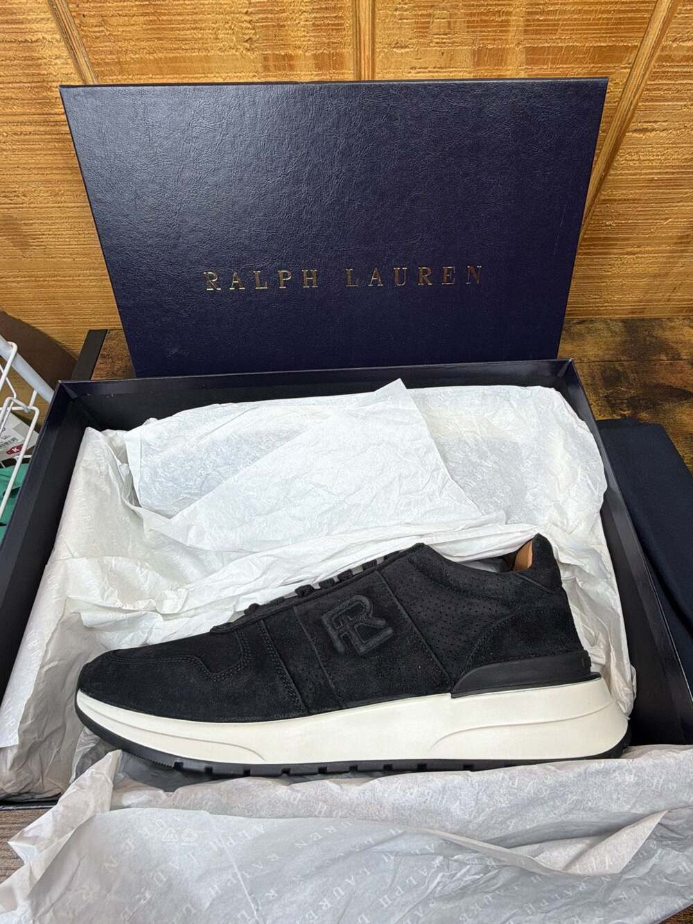 Ralph Lauren Black Suede Made In Italy Low Top Sneakers